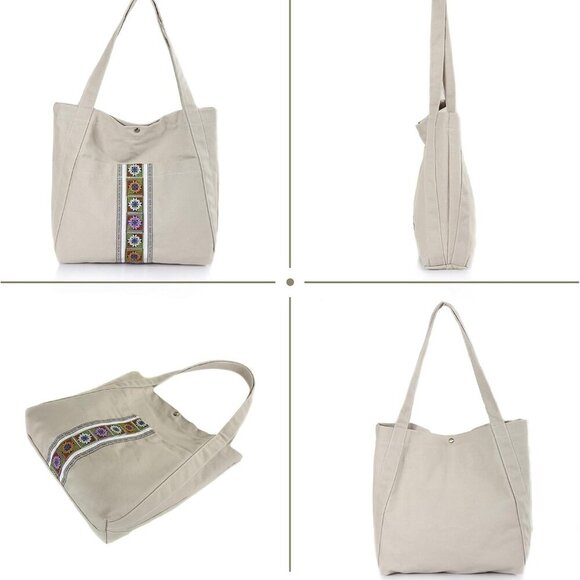 Large Cotton Canvas Tote Bag Women Oversized Shoulder Handbag Travel - Picture 3 of 7